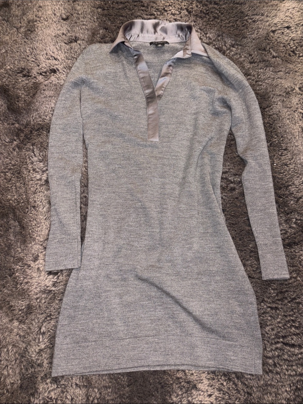 Club Monaco Heather Gray Long-Sleeve Polo Knit Dress